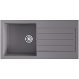 Ellsi Comite 1.0 Bowl Composite Inset Kitchen Sink & Drainer Matt Grey Reversible 1000mm x 500mm, Chrome Waste MATT GREY PDT-000076_