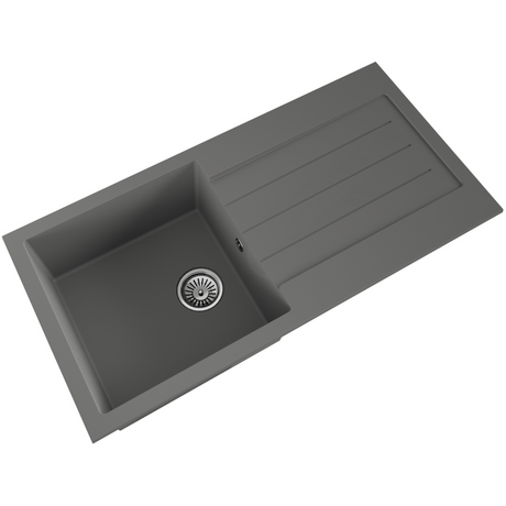 Ellsi Comite 1.0 Bowl Composite Inset Kitchen Sink & Drainer Matt Grey Reversible 1000mm x 500mm, Chrome Waste MATT GREY PDT-000076_2