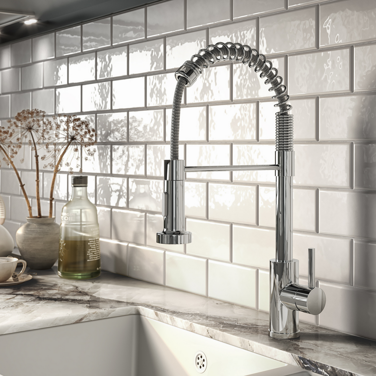 Ellsi Contra Spring Style Pull-Out Single Lever Kitchen Mixer Tap CHROME CON-01-CH LS