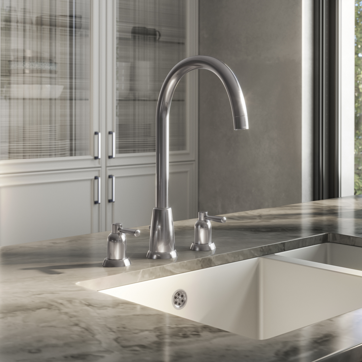 Ellsi Cuthbert 3-Hole Kitchen Mixer Tap With Lever Handles PEWTER CUT-01-PEW LS
