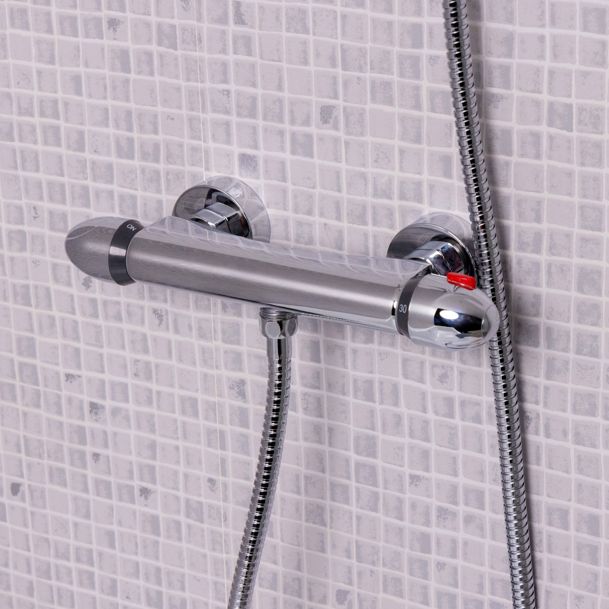 Ellsi Dew Thermostatic Bar Valve & Round Shower Set Chrome SK-08-CH LS2