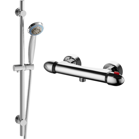 Ellsi Dew Thermostatic Bar Valve & Round Shower Set Chrome SK-08-CH LS6
