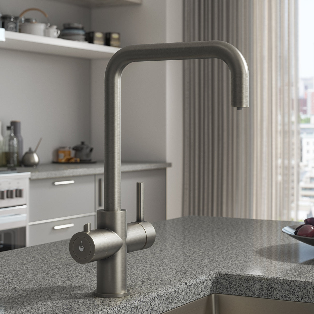 Ellsi Elise 3in1 Instant Boiling Water Tap With Boiler & Filter BRUSHED STEEL HWT-KIT-01-BS LS