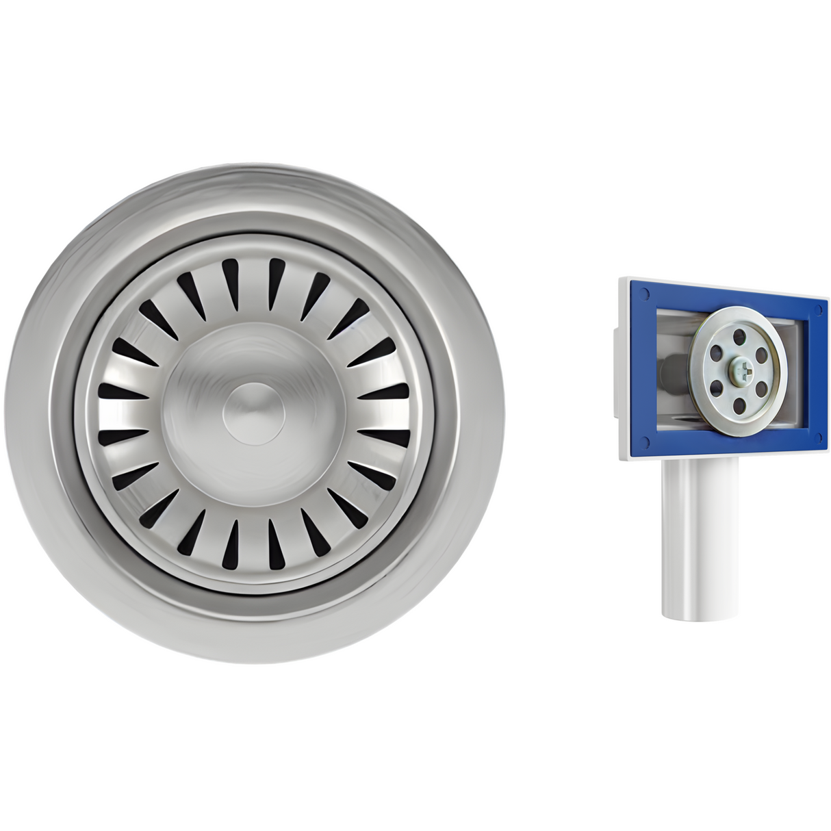 Ellsi Elite Kitchen Sink Waste Strainer & Overflow Brushed Steel 90mm BRUSHED STEEL PDT-000589