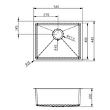 Ellsi Elite 1.0 Bowl Stainless Steel Undermount Kitchen Sink 540mm x 440mm