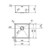 Ellsi 1.0 Bowl Undermount Kitchen Sink 440mm x 440mm