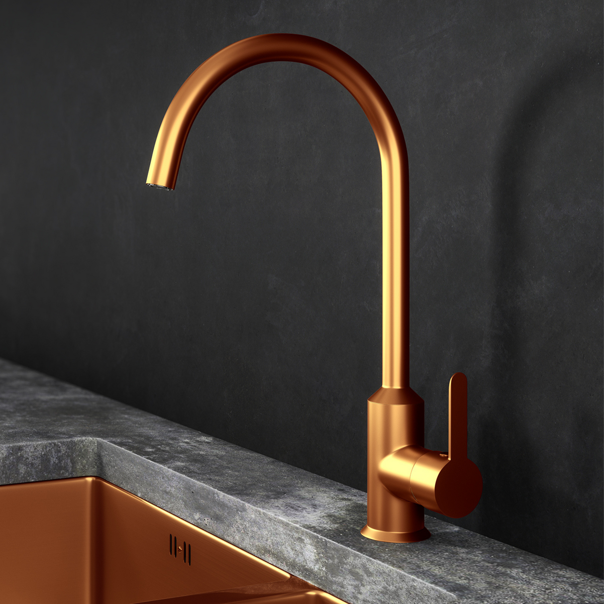 Ellsi Entice Cold Start Single Lever Kitchen Mixer Tap BRUSHED COPPER ENT-01-BC LS