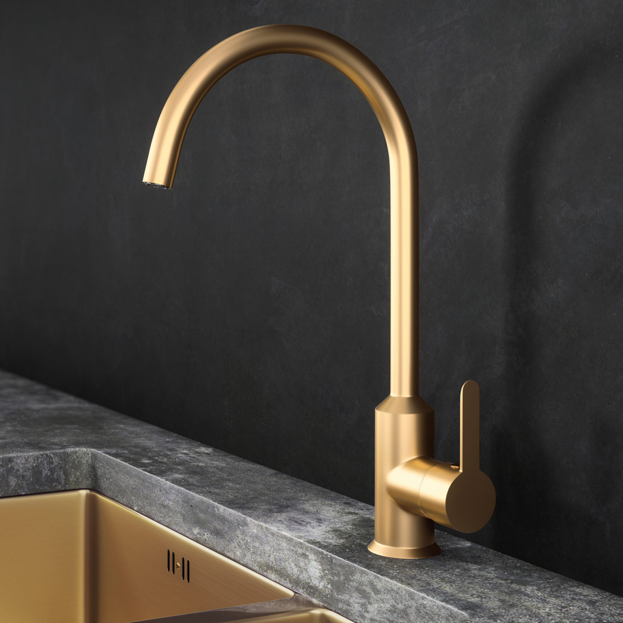 Ellsi Entice Cold Start Single Lever Kitchen Mixer Tap BRUSHED GOLD ENT-01-BG LS