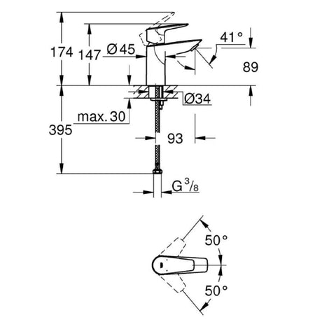 Grohe 23330001 BauEdge S-Size Mono Basin Mixer Tap Chrome 23330001 LD