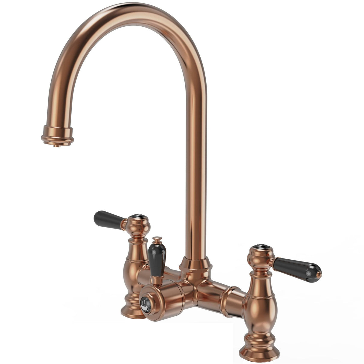 Ellsi Bishop Bridge 3in1 Instant Boiling Water Tap With Boiler & Filter - Black Ceramic Levers BRUSHED COPPER HWT-KIT-04-BC