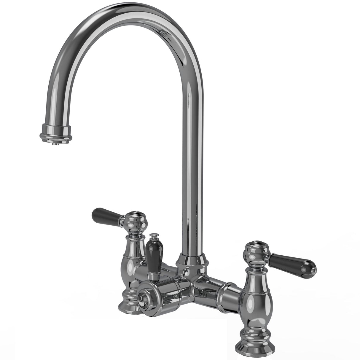 Ellsi Bishop Bridge 3in1 Instant Boiling Water Tap With Boiler & Filter - Black Ceramic Levers CHROME HWT-KIT-04-CH