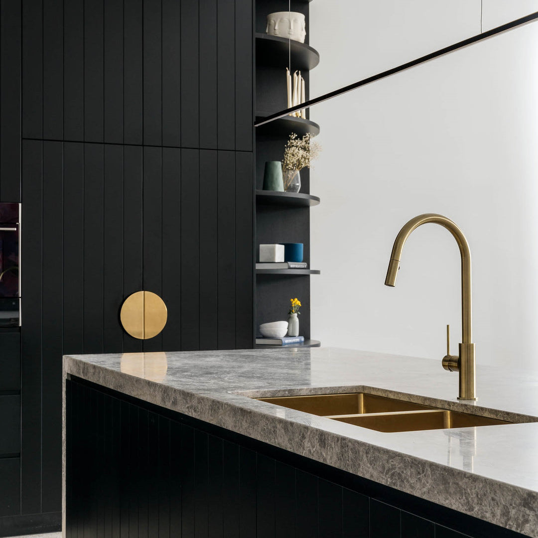 Meir Piccola Pull-Out Single Lever Kitchen Mixer Tap Tiger Bronze MK17-PVDBB LS