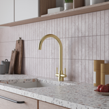 Ellsi Lusso Twin Lever Kitchen Mixer Tap BRUSHED BRASS LUS-01-BB LS