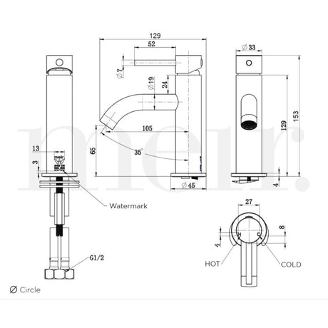 Meir Piccola Mono Basin Mixer Tap Brushed Nickel MB03XS-PVDBN LD