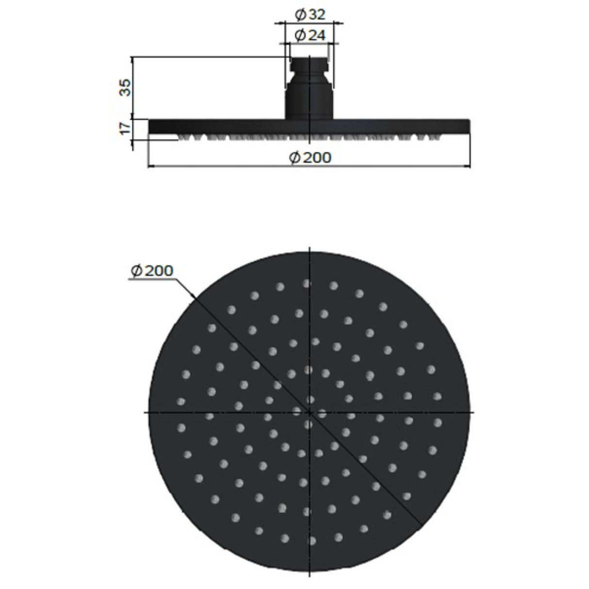 Meir Round Shower Head 200mm Chrome MH04-C LD