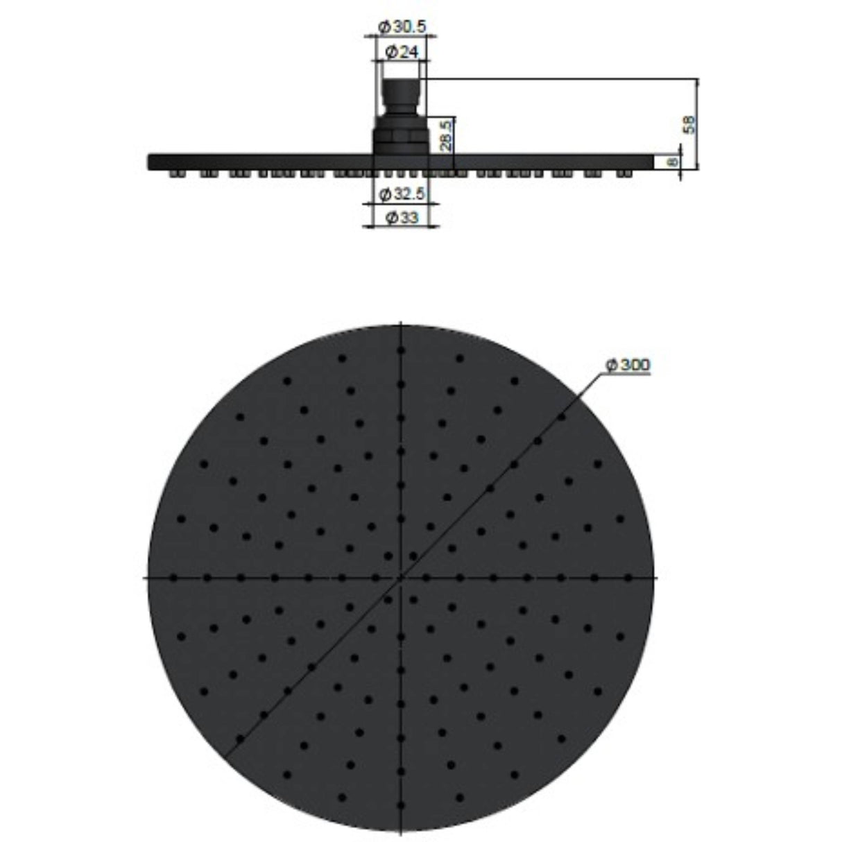 Meir Round Shower Head 300mm Champagne MH06-CH LD