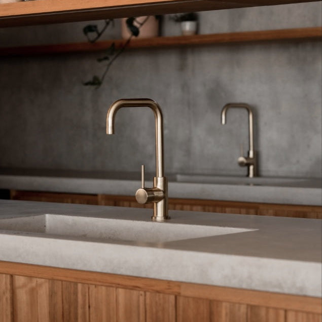 Meir Square Neck Single Lever Kitchen Mixer Tap Tiger Bronze MK02-PVDBB LS3