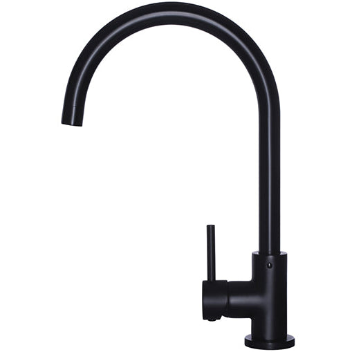 Meir Round Swan Neck Kitchen Mixer Tap Matt Black MK03_3