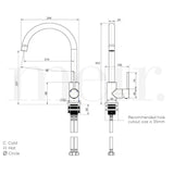 Meir Round Swan Neck Kitchen Mixer Tap Brushed Nickel MK03-PVDBN LD
