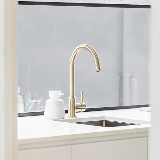 Meir Round Swan Neck Kitchen Mixer Tap Brushed Nickel MK03-PVDBN LS2