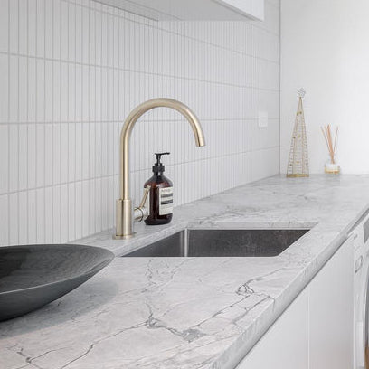 Meir Round Swan Neck Kitchen Mixer Tap Brushed Nickel MK03-PVDBN LS4