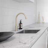 Meir Round Swan Neck Kitchen Mixer Tap Brushed Nickel MK03-PVDBN LS4