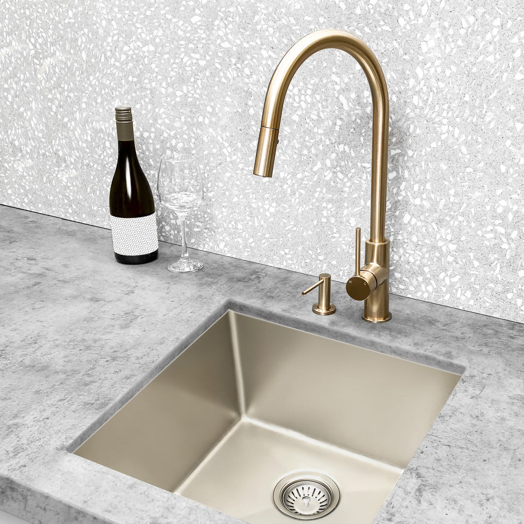 Meir Piccola Pull-Out Single Lever Kitchen Mixer Tap Champagne MK17-CH LS