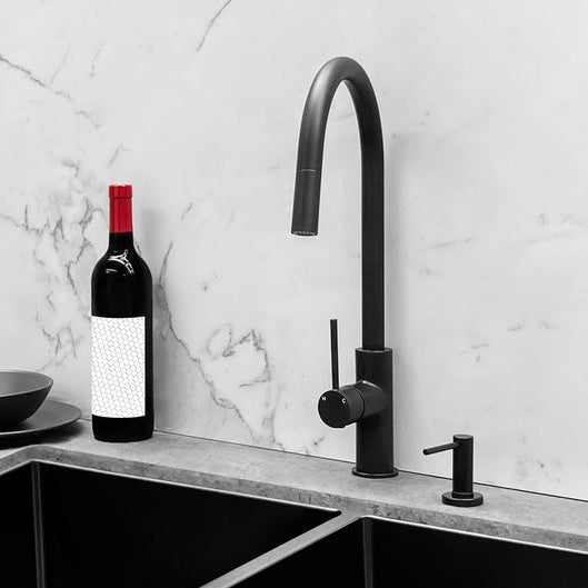 Meir Piccola Pull-Out Single Lever Kitchen Mixer Tap Matt Black MK17 LS