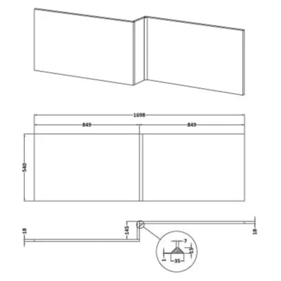 Nuie L-Shaped Shower Bath Front Panel MDF/MFC Satin White MOF173 LD