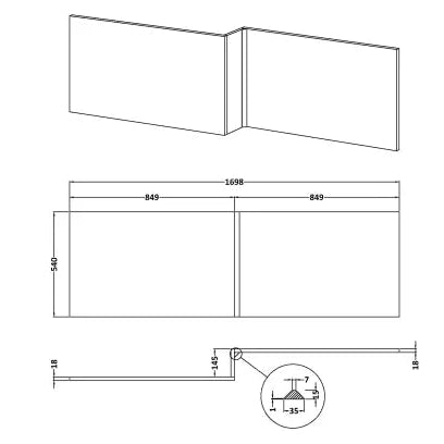 Nuie L-Shaped Shower Bath End Panel MDF/MFC Satin White MOF179 LD