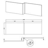 Nuie L-Shaped Shower Bath Front Panel MDF/MFC Satin Grey MOF273 LD