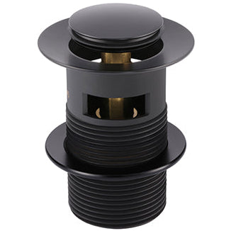 Meir Push Button Click Clack Basin Waste - Slotted Matt Black MP04-A_2