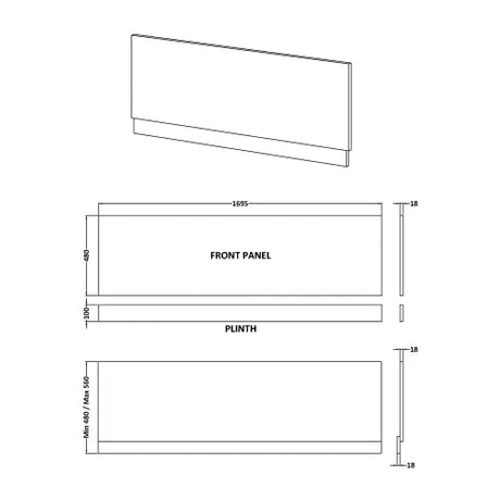Nuie Standard MDF/MFC Front Bath Panel Autumn Oak MPC1805 LD