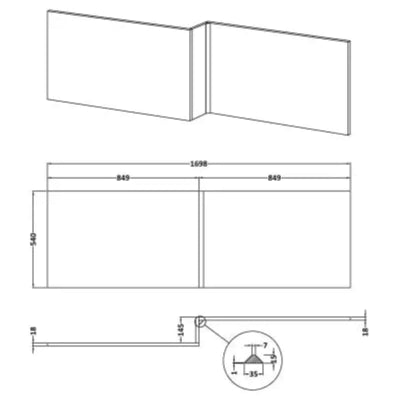 Nuie L-Shaped Shower Bath Front Panel MDF/MFC Autumn Oak MPC1835 LD