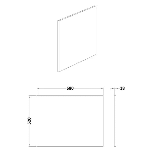 Nuie L-Shaped Shower Bath End Panel MDF/MFC Metallic Slate MPC2631 LD