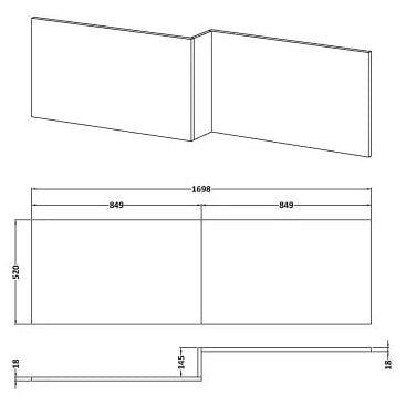 Nuie L-Shaped Shower Bath Front Panel MDF/MFC Solace Oak MPD2535 LD
