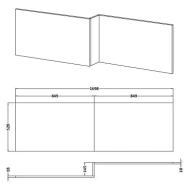 Nuie L-Shaped Shower Bath Front Panel MDF/MFC Bleached Oak MPD3035 LD