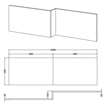 Nuie L-Shaped Shower Bath Front Panel MDF/MFC Anthracite Woodgrain MPD535N LD