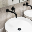 Meir Round Wall Mounted 2-Hole Single Lever Basin Mixer Tap - Matt Black MW03S-SET LS1