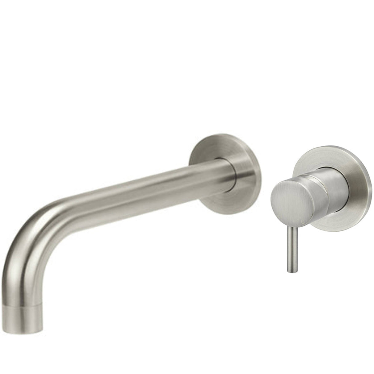 Meir Round Wall Mounted 2-Hole Single Lever Basin Mixer Tap - Brushed Nickel MW03S-SET-PVDBN