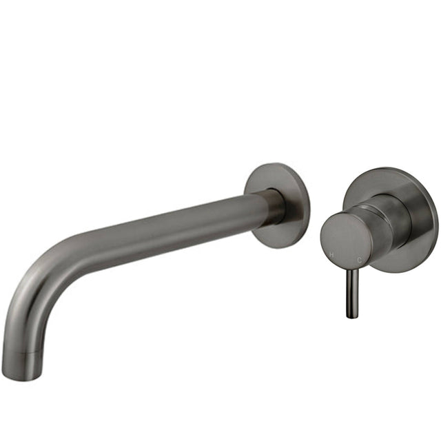 Meir Round Wall Mounted 2-Hole Single Lever Basin Mixer Tap - Shadow MW03S-SET-PVDGM