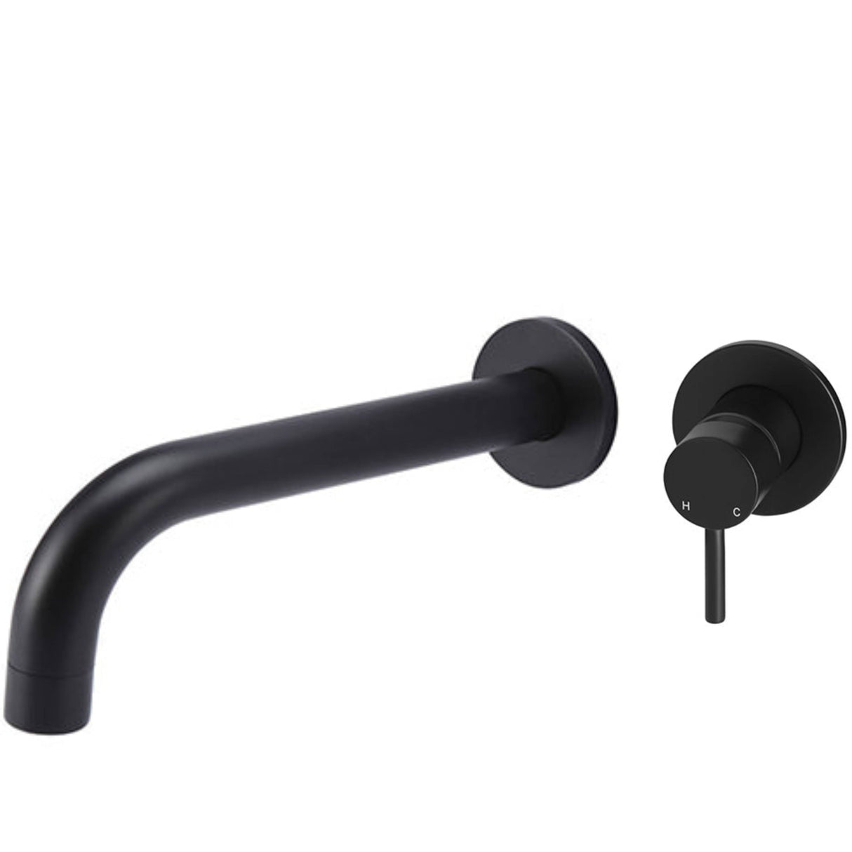 Meir Round Wall Mounted 2-Hole Single Lever Basin Mixer Tap - Matt Black MW03S-SET_1