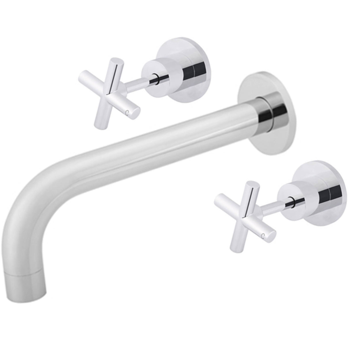 Meir Crosshead Wall Mounted 3-Hole Basin Mixer Tap - Chrome MW08JL-SET-C