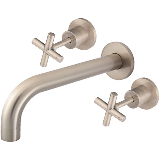 Meir Crosshead Wall Mounted 3-Hole Basin Mixer Tap - Champagne MW08JL-SET-CH