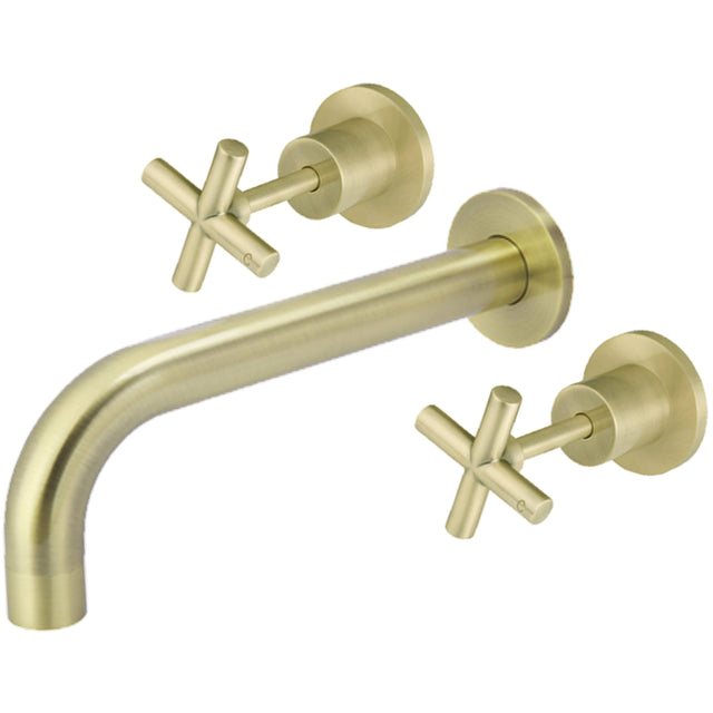 Meir Crosshead Wall Mounted 3-Hole Basin Mixer Tap - Tiger Bronze MW08JL-SET-PVDBB