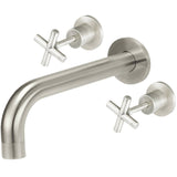 Meir Crosshead Wall Mounted 3-Hole Basin Mixer Tap - Brushed Nickel MW08JL-SET-PVDBN