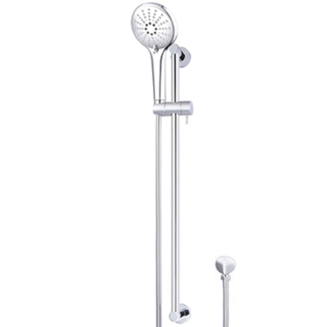 Meir Round Sliding Rail Kit With Three Spray Handset & Elbow Outlet - Chrome MZ04BN-SET-C_2