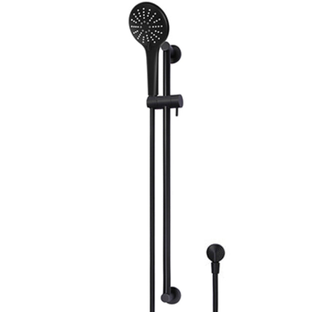 Meir Round Sliding Rail Kit With Three Spray Handset & Elbow Outlet - Matt Black MZ04BN-SET_2