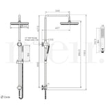 Meir 2 Outlet Round 200mm Rigid Riser Shower Kit With Diverter & Elbow Outlet Tiger Bronze MZ0704-R-PVDBB LD