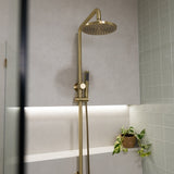 Meir 2 Outlet Round 200mm Rigid Riser Shower Kit With Diverter & Elbow Outlet Tiger Bronze MZ0704-R-PVDBB LS